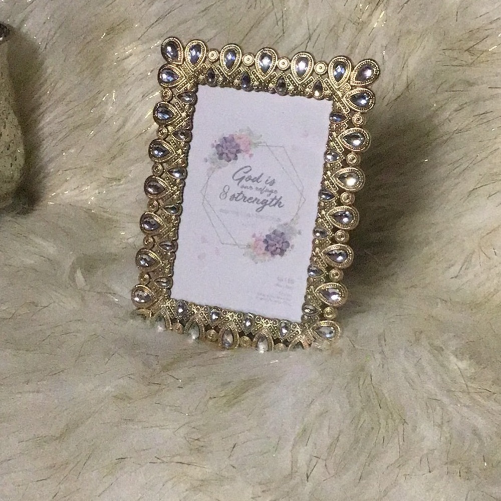 Metal Gold and Jewel embroidered picture frame